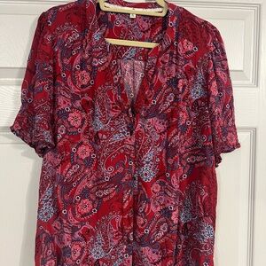 Stitch Fix mason & belle Paisley Red and Blue Blouse